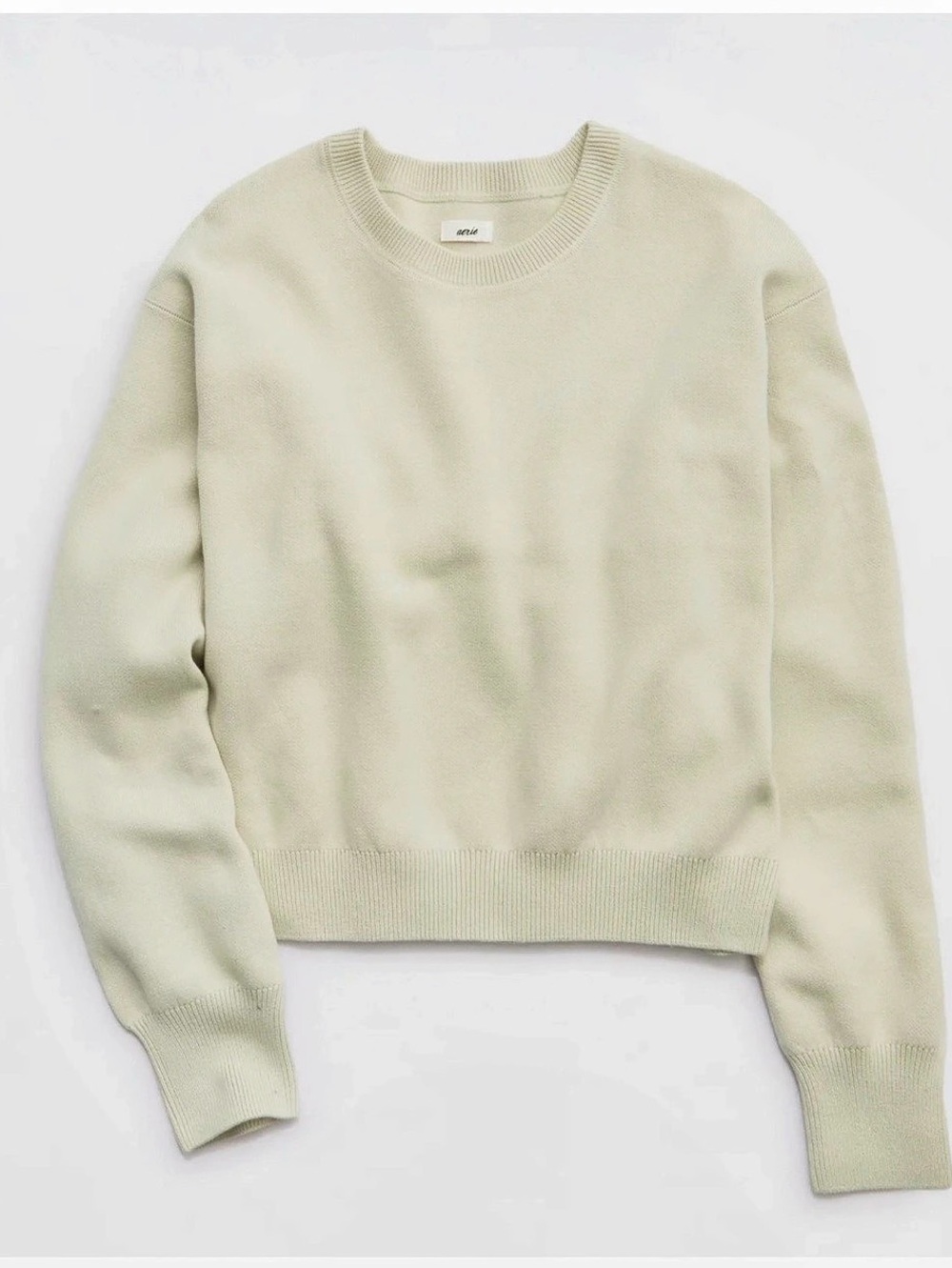 Aerie Crew Neck Cropped Sweater in Green Like New size small